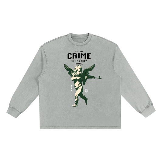 Snow Washed Oversize Long Sleeve T-shirt